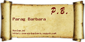 Parag Barbara névjegykártya